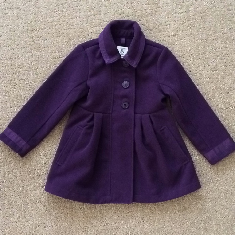 Lands' End Girls' Purple Wool Blend Peacoat